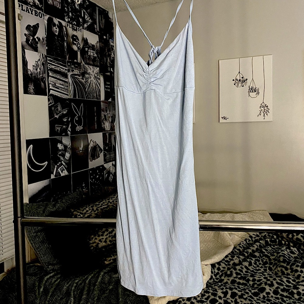 light blue flowey mini dress